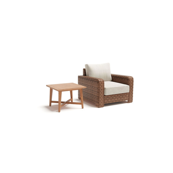 Winston Nico Chat Set with AllNatural Teak Side Table, Lounge Chair